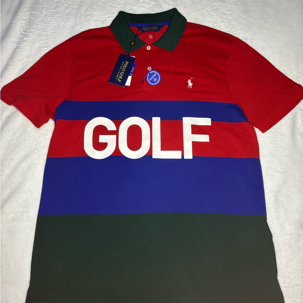 Polo by Ralph Lauren Men’s Red/Blue/Green GOLF Polo Shirt stadium Pwing country